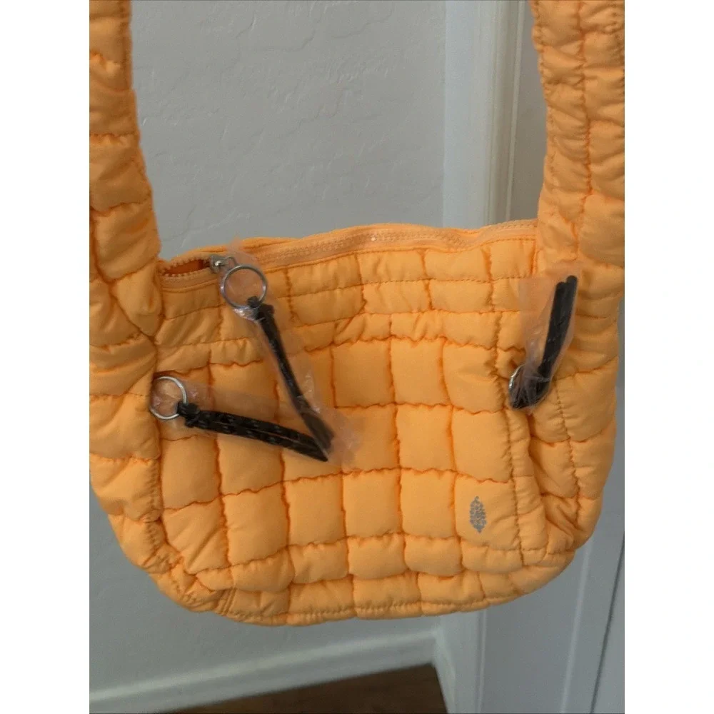 NWT New Free People Movement FP Quilted Baby Carry All Sling Bag Neon Clementine